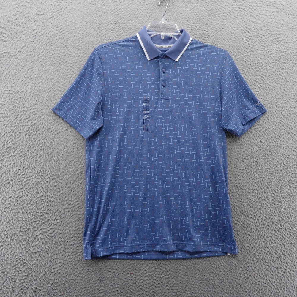 Walter Hagen Performance Golf Polo Shirt Mens‎ Small Blue Golf Club Print NWT